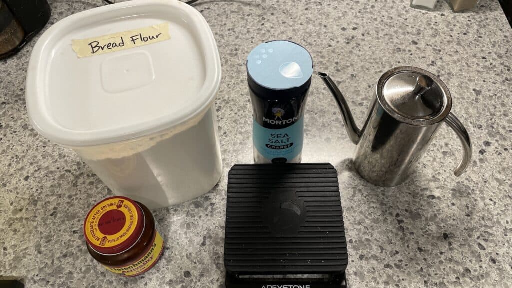 NY style pizza dough ingredients (not shown: water)